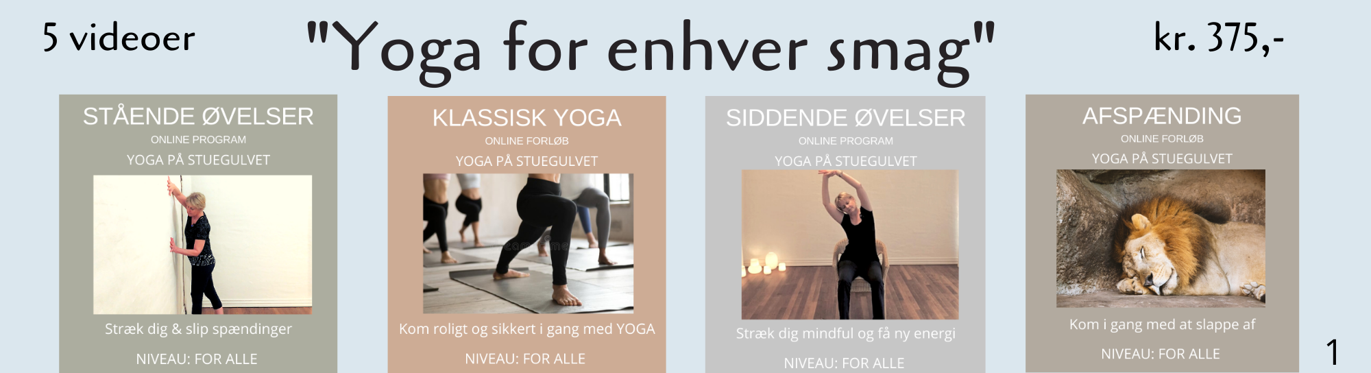 Yoga for enhver smag. Online Yoga pakke 1. JA TAK